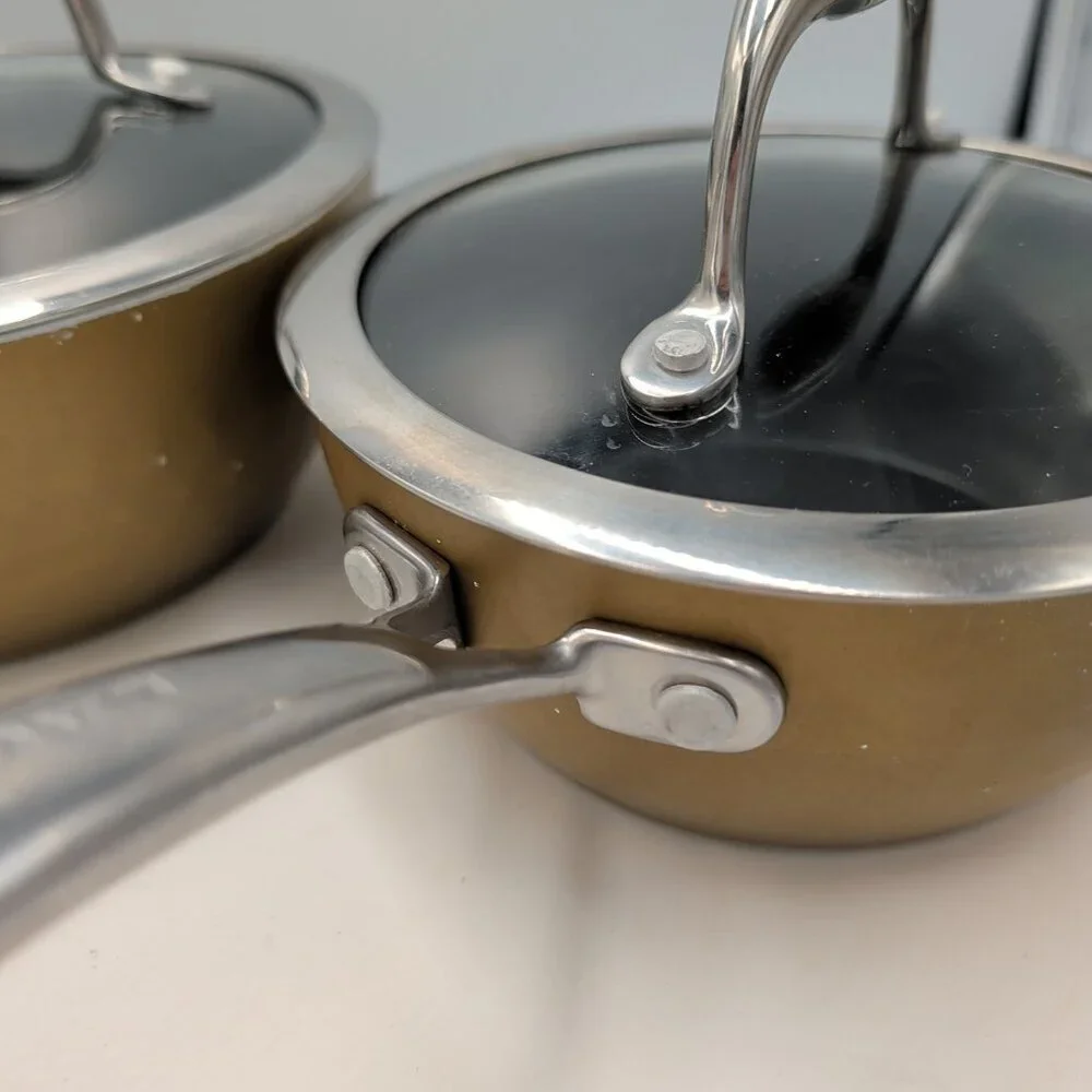 Vintage Lagostina Diamond Collection 16cm & 18cm Saucepans Champagne Retired - Picture 4 of 14